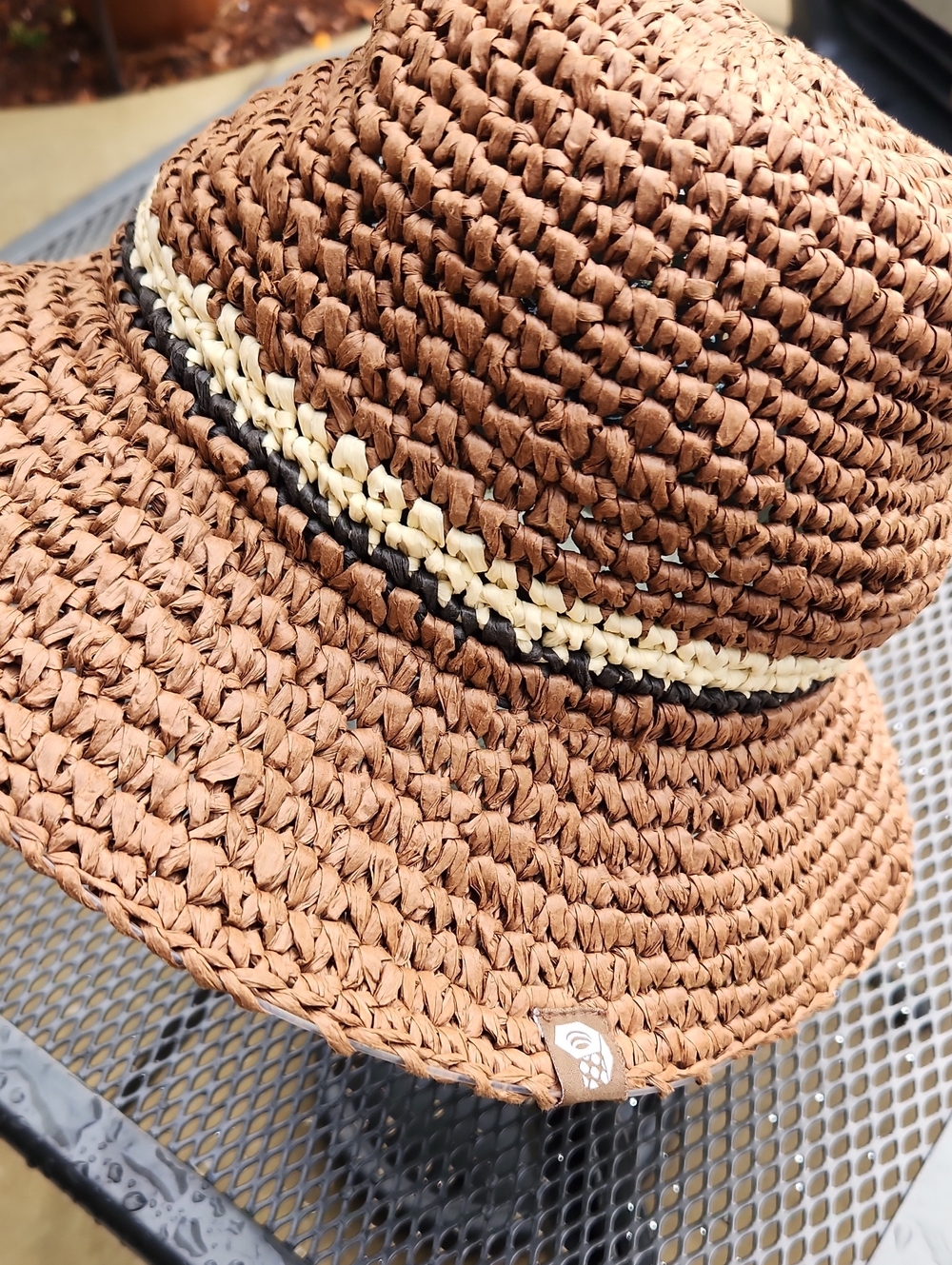 Mountain Hardwear Brown Woven Sun Hat with Cream and Black Accents